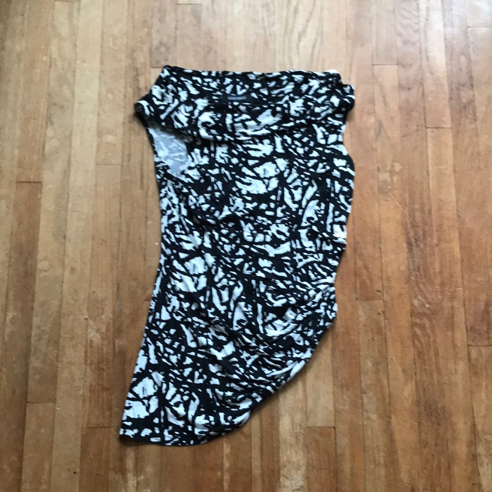 Ellen Tracy Black/White Cowl Neck Blouse